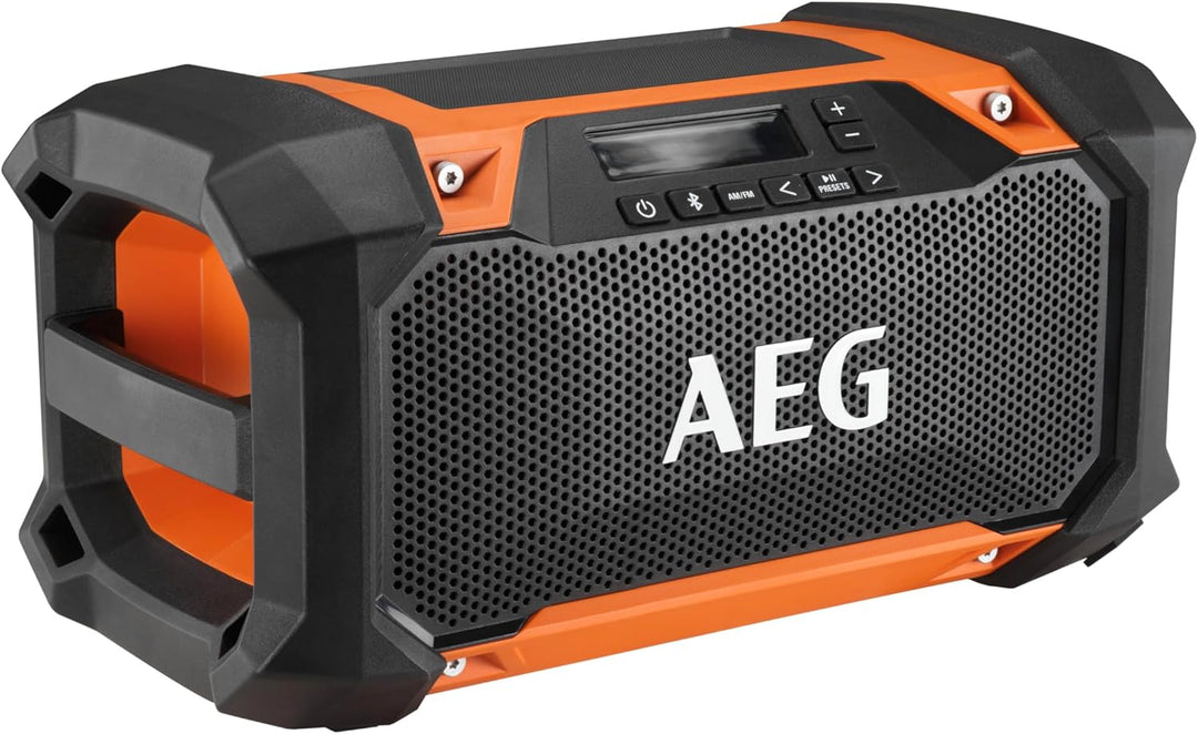AEG - Radio 18 V, Bluetooth-Verbindung, Reichweite bis zu 30 m, 30 W, USB-Buchse, AM/FM-Band, LCD-Di