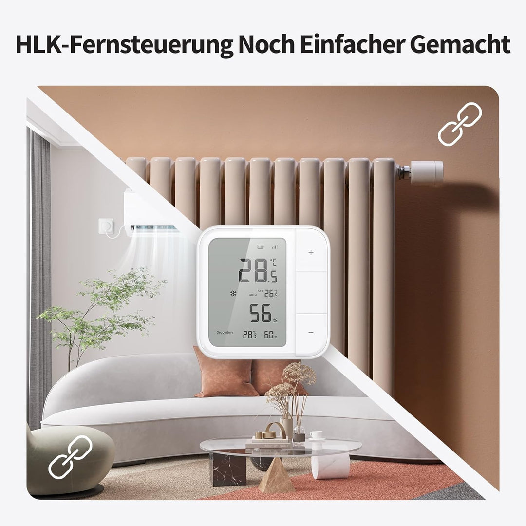 Aqara Thread/Zigbee Raumthermostat W100, Temperatur & Luftfeuchtigkeit Überwachung, Wireless, Fernst