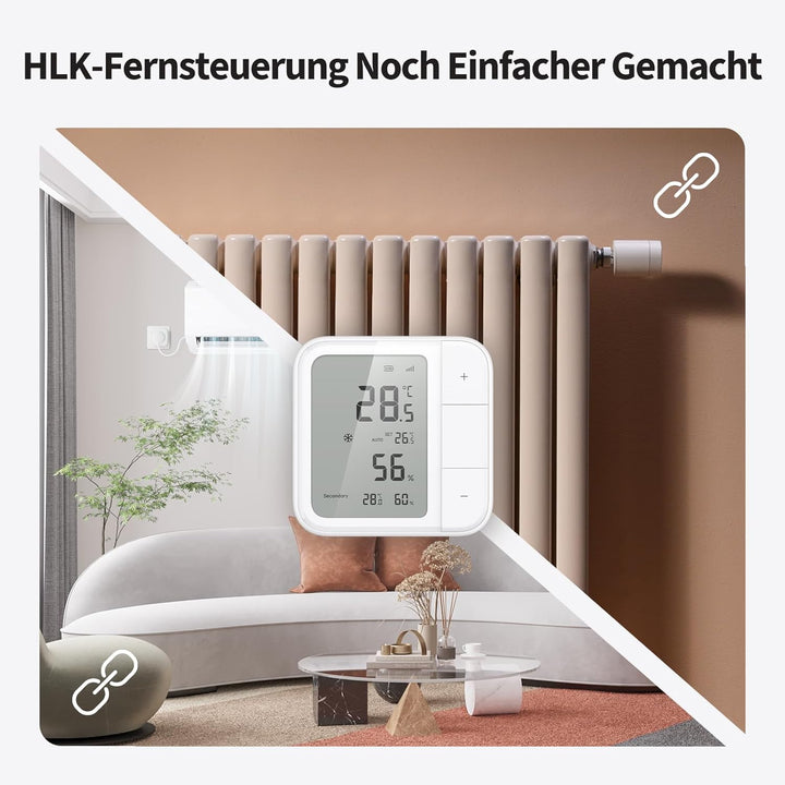 Aqara Thread/Zigbee Raumthermostat W100, Temperatur & Luftfeuchtigkeit Überwachung, Wireless, Fernst