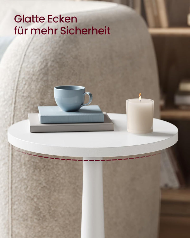 VASAGLE Mariel Kollektion - Beistelltisch rund, Kleiner Sofatisch, Nachttisch, Bein aus Massivholz,