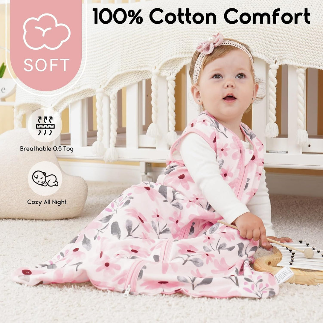 Yoofoss Schlafsack Baby Sommer 0.5 Tog - 3er Pack 84cm/12-18 Monate 100% Baumwolle Sommerschlafsack