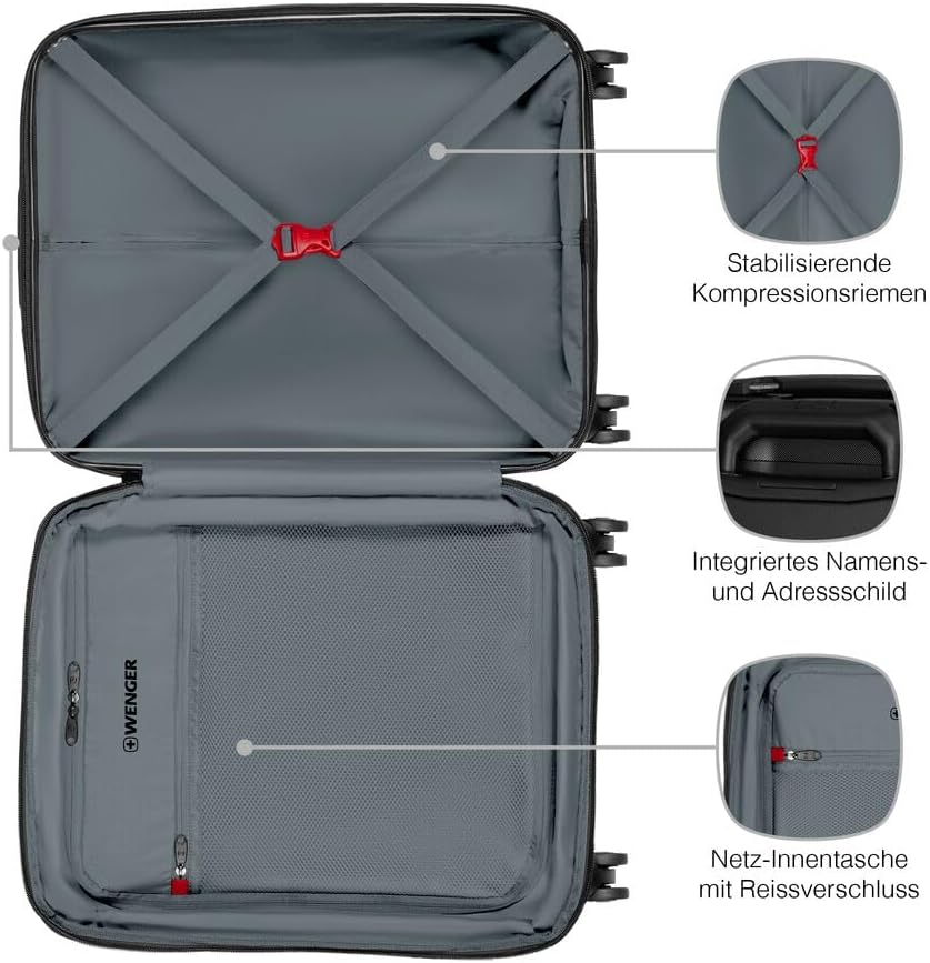 WENGER Prymo Carry-On Hartschalenkoffer, Handgepäck, Trolley, 36 (43) l, Sicherheitsschloss, Damen H