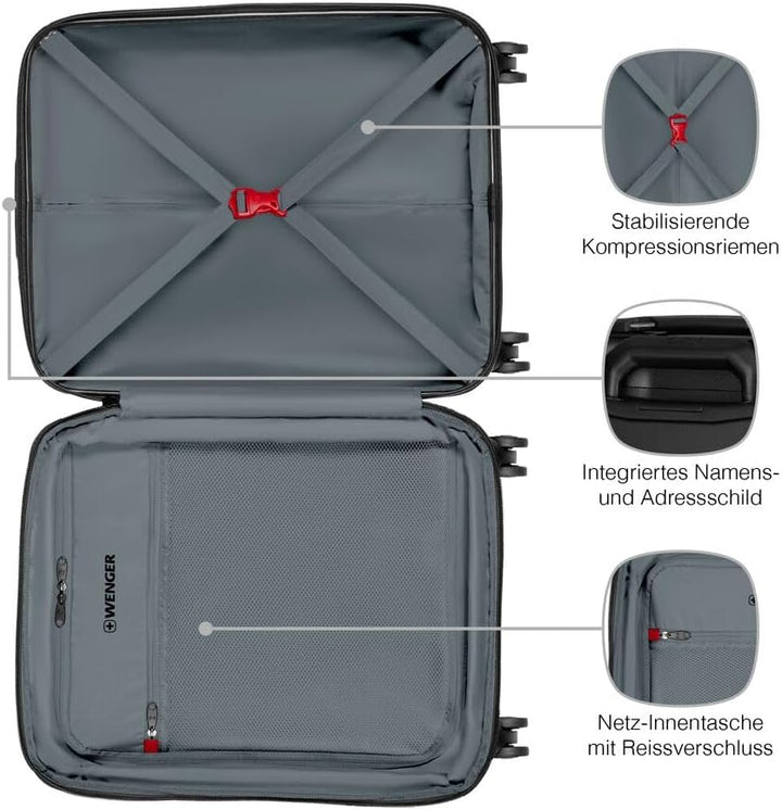 WENGER Prymo Carry-On Hartschalenkoffer, Handgepäck, Trolley, 36 (43) l, Sicherheitsschloss, Damen H