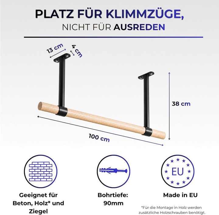 Klimmzugstange, Pull Up Bar über Türrahmen & Balken - robustes Material pulverbeschichtet - Belastba