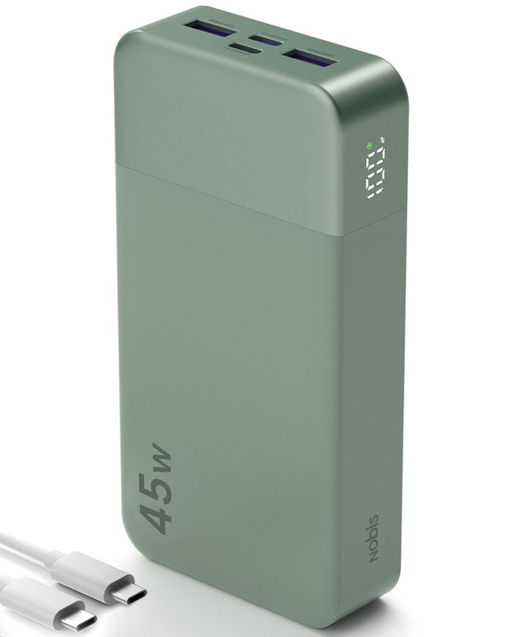 NOBIS 45W Power Bank Powerbank 20000mAh Schnellladung, 2×USB‑C (in/Out) & 2×USB‑A, Digitalanzeige &