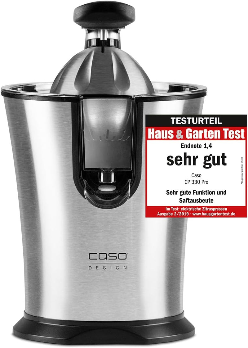 CASO CP 330 Pro - Design Zitruspresse, elektrische und kraftvolle Zitronenpresse mit Universal-Press