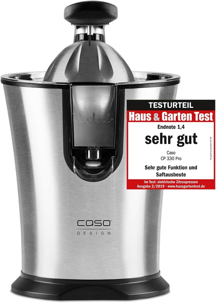 CASO CP 330 Pro - Design Zitruspresse, elektrische und kraftvolle Zitronenpresse mit Universal-Press