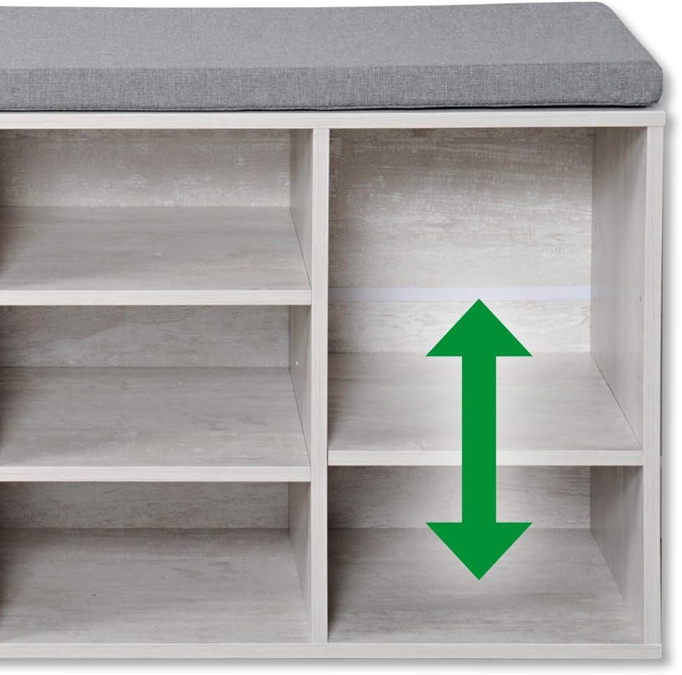 Kesper Schuhschrank mit Sitzkissen, Material: Faserplatte, Masse: B103,5 x H48 cm x L29,5 cm, Farbe: