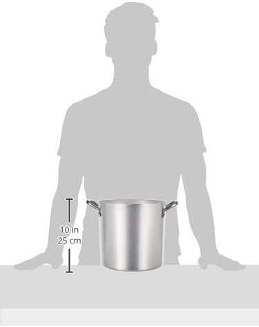 Pentole Agnelli Linie Aluminium 2 mm Topf mit Zwei Griffen aus Edelstahl, Metall, Silber/schwarz, 24