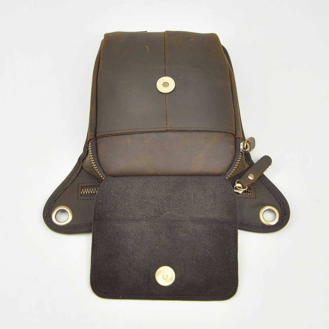 Le'aokuu Herren Echtes Leder Tasche Beinbeutel Beintasche Aussenbeintasche Hüfttasche Drop Leg Thigh