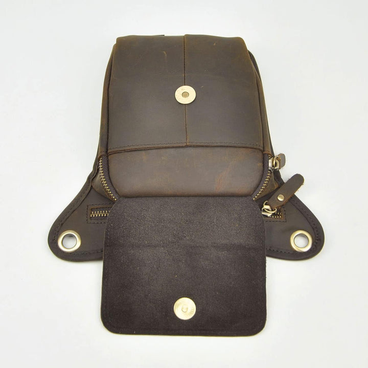 Le'aokuu Herren Echtes Leder Tasche Beinbeutel Beintasche Aussenbeintasche Hüfttasche Drop Leg Thigh
