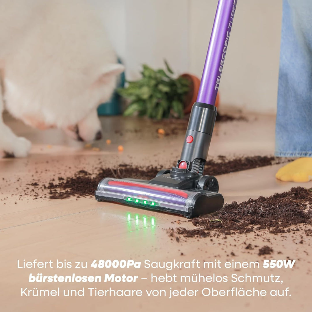 UNINELL HOME Akku Staubsauger 48Kpa/550W/65Min, Staubsauger Kabellos Selbstladender mit LED-Display,