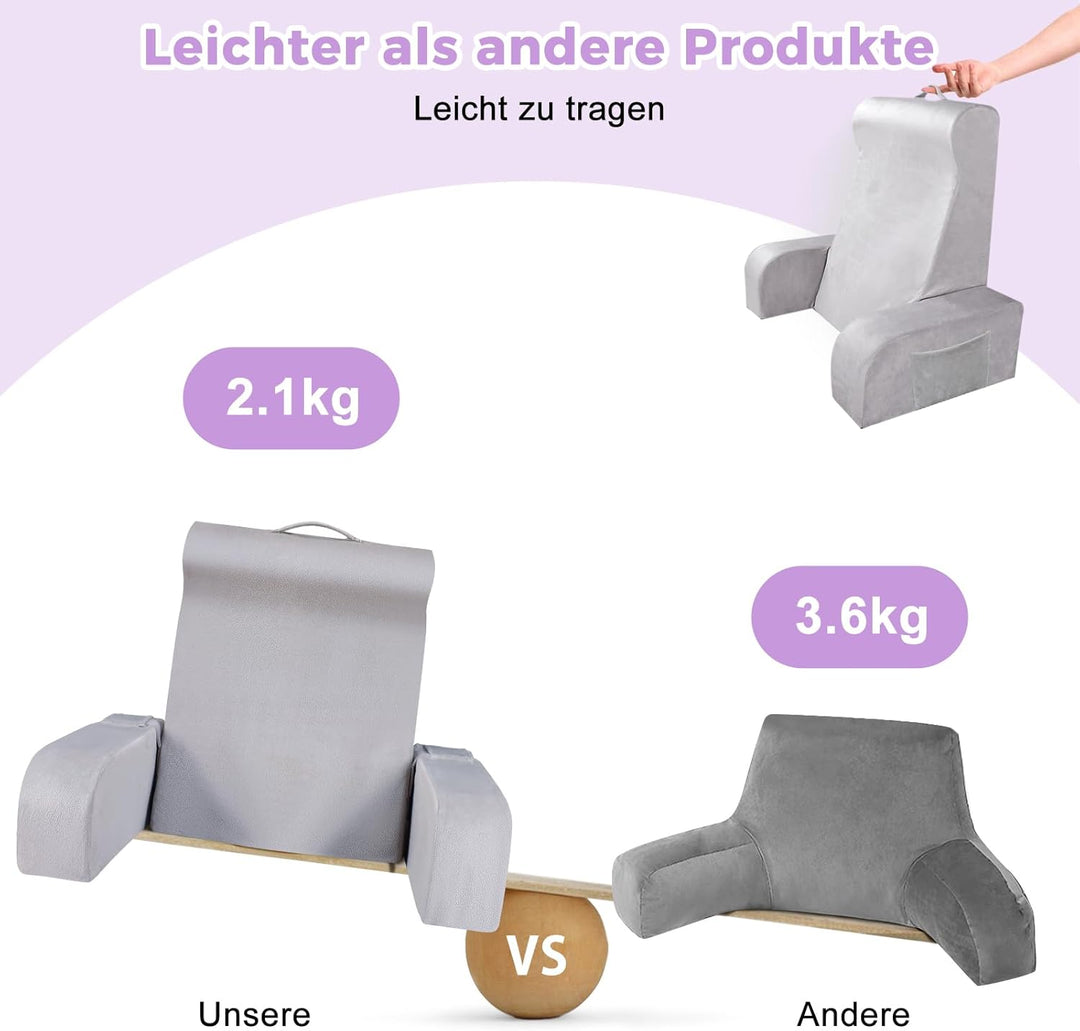 Babenest Lesekissen mit Abnehmbare Armlehnen, Komfortabel und Leicht Rückenkissen für Bett und Sofa,