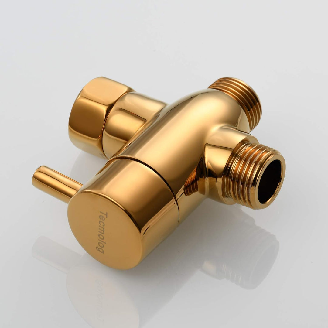 Tecmolog Umstellventil Dusche 3 Wege 1/2" Messing Absperrventil Dusche T Adapter für Handbrause Tita