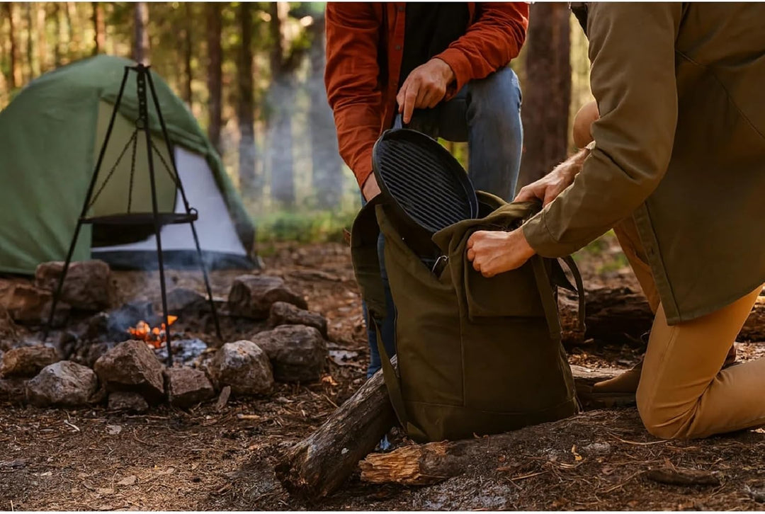 2 STK Gusseisenpfanne Rund D 31 cm, Grillplatte Länge 40 mit Griffe | Runde Servierpfanne und Grillp