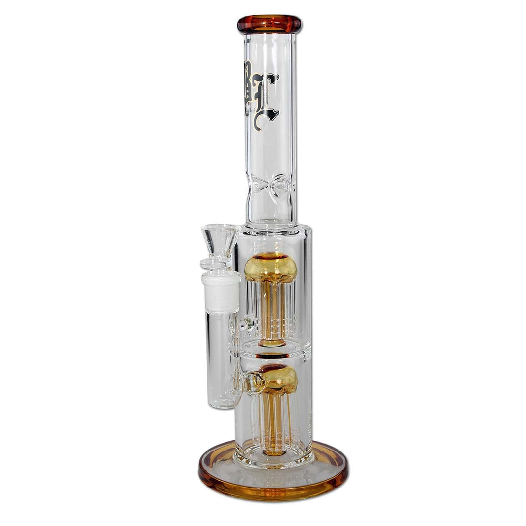 Black Leaf | Icebong 2x 8-Arm Baumperkolator amber | aus Borosilikatglas | H: 355mm | ø 60/39mm| Bon