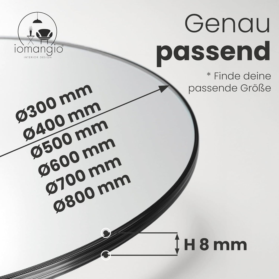 Glasplatte Rund Ø 40 cm | Schwarze Tischplatte aus gehärtetem ESG-Sicherheitsglas | 8 mm dick – Idea