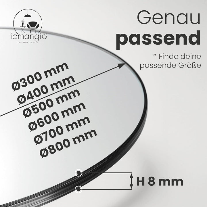 Glasplatte Rund Ø 40 cm | Schwarze Tischplatte aus gehärtetem ESG-Sicherheitsglas | 8 mm dick – Idea