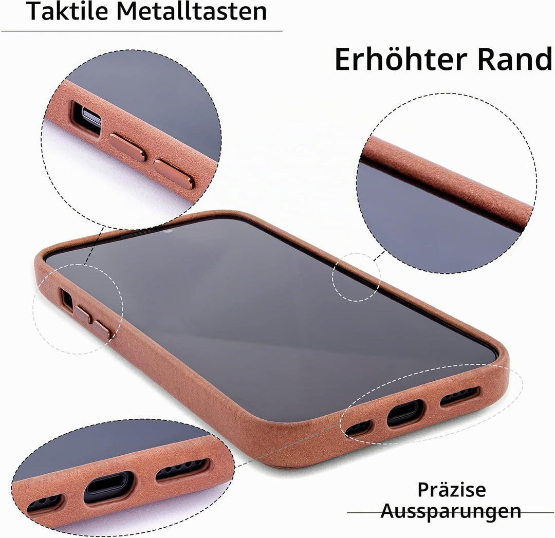 Dockem Echtleder Hülle für iPhone 13 Pro mit Kartenfachen und Integrierter Metallplatte zur Magnetis