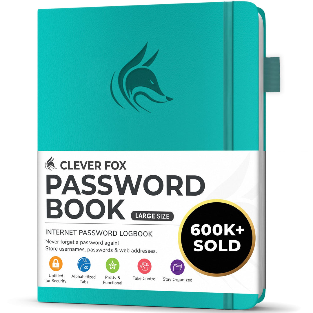 Clever Fox Passwortbuch mit Registerkarten - Adress- und Passwort-Organisationsbuch mit alphabetisch