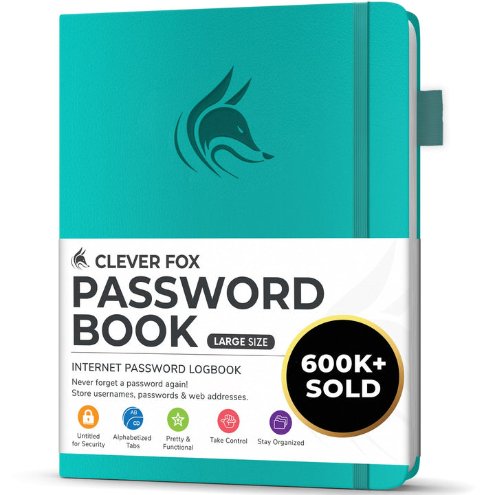 Clever Fox Passwortbuch mit Registerkarten - Adress- und Passwort-Organisationsbuch mit alphabetisch