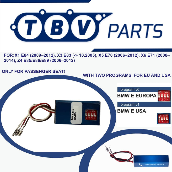 TBVPARTS Emulator Sensor Belegung Sitz SRS Emulator Bypass Simulator für E70 E71 E83 E84 E85 E86 E89