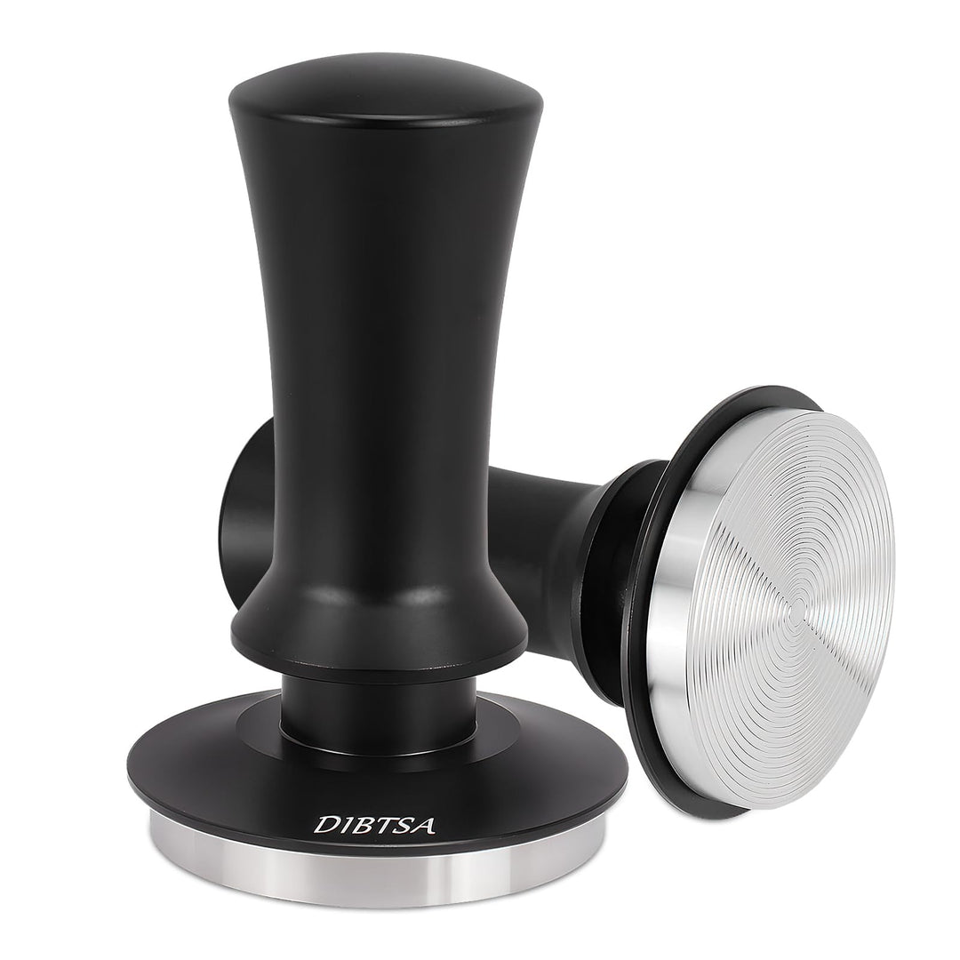 DIBTSA Espresso Tamper 53.3mm,Federbelasteter Kaffeestampfer mit 53.3mm 304-Edelstahl-Riffelbasis un