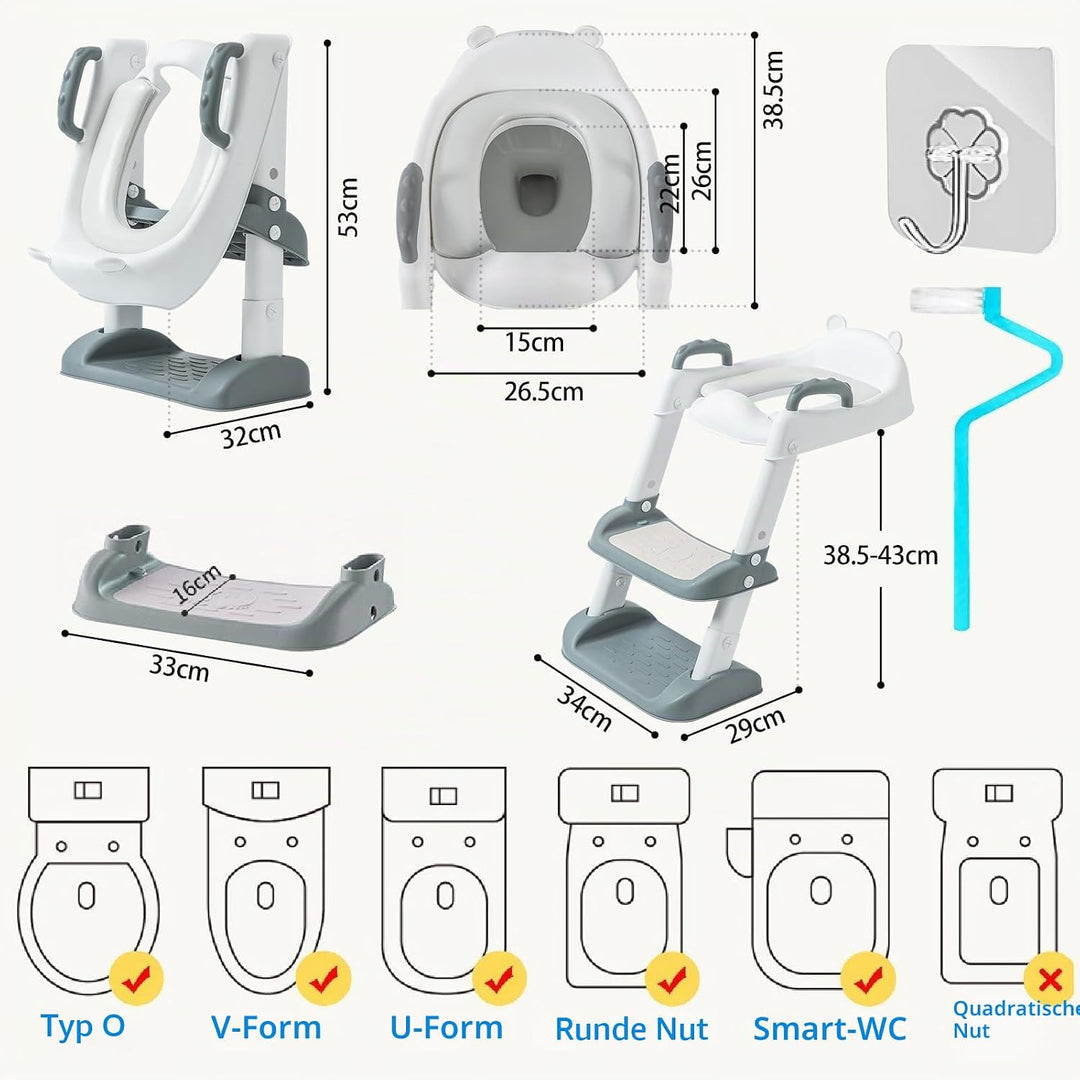 UCAMP Toilettensitz Kinder,Toilettenleiter für kinder,Toilettensitz Toilettentrainer mit Treppe,Höhe