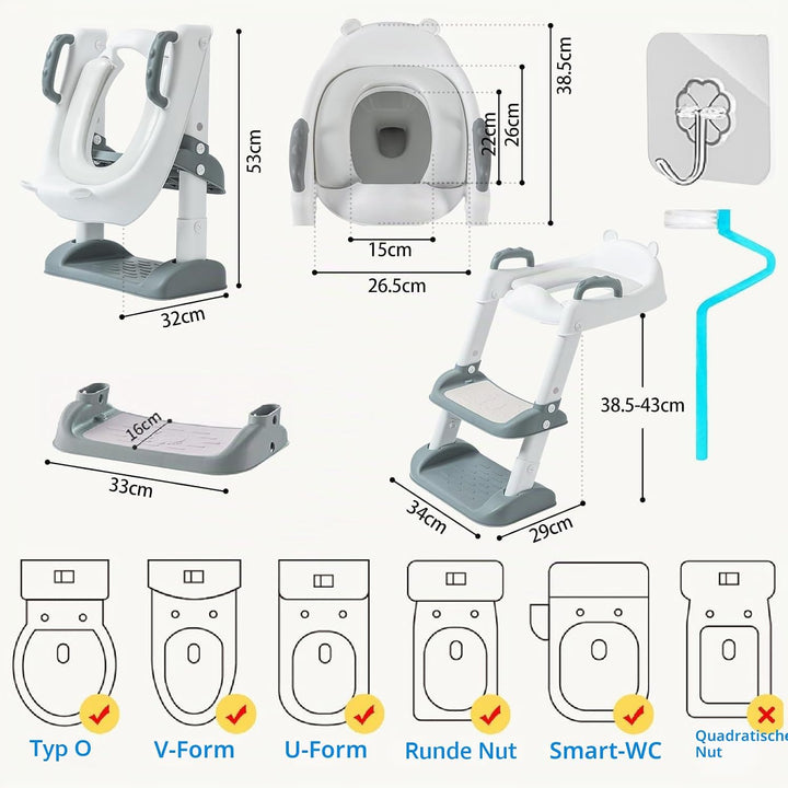 UCAMP Toilettensitz Kinder,Toilettenleiter für kinder,Toilettensitz Toilettentrainer mit Treppe,Höhe