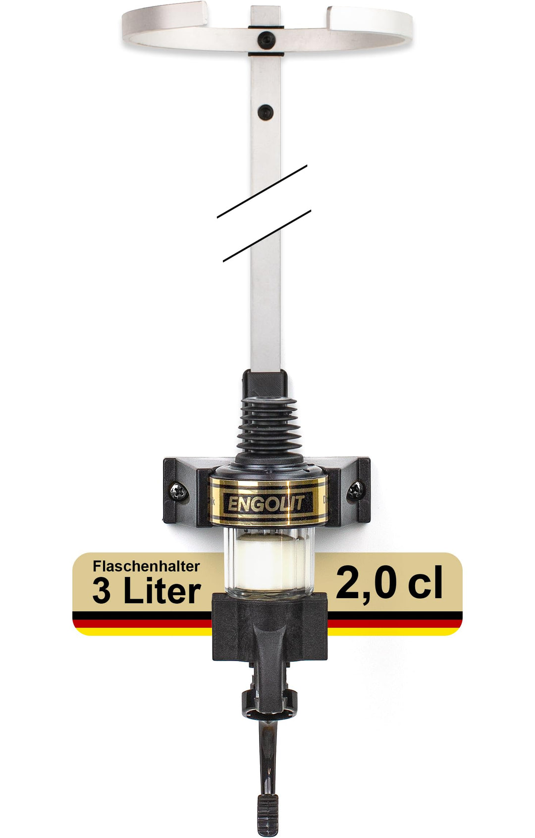 ENGOLIT 3-Liter-Flaschenhalter (inkl. 2,0 cl Finger-Push-Dosierer) für Lange/grosse Flaschen ab 40 c