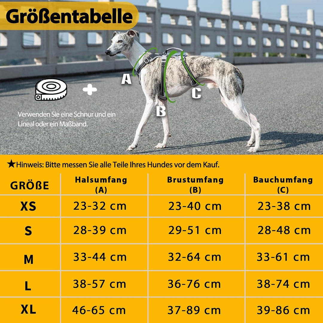 Hunde Sicherheitsgeschirr, Rutschfestes Hundegeschirr Escape Proof, Reflektierendes Geschirr mit Gri