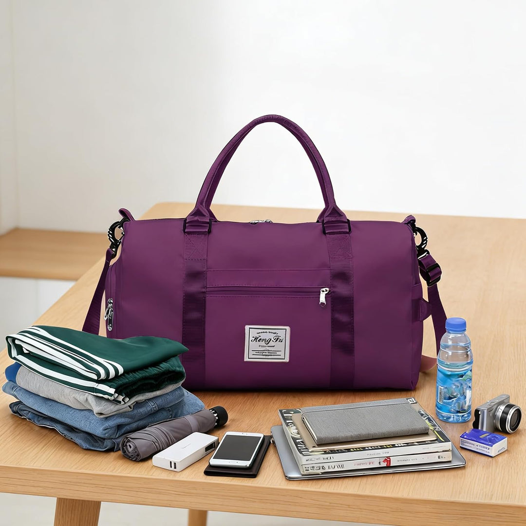 Fitness Tasche, Grau Sporttasche mit Nassfach, Tasche Herren und Damen, Purpurrot, Purpurrot