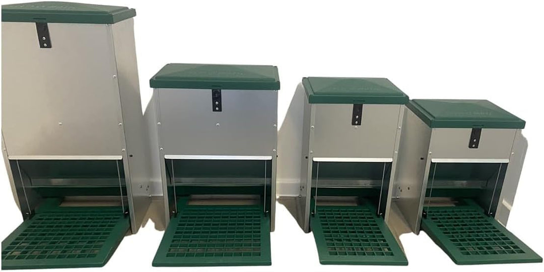 Futterautomat Feedomatic 5kg mit Trittplatte für 5kg Futter, Geflügel-Futterautomat, Hühnertrog, Fut