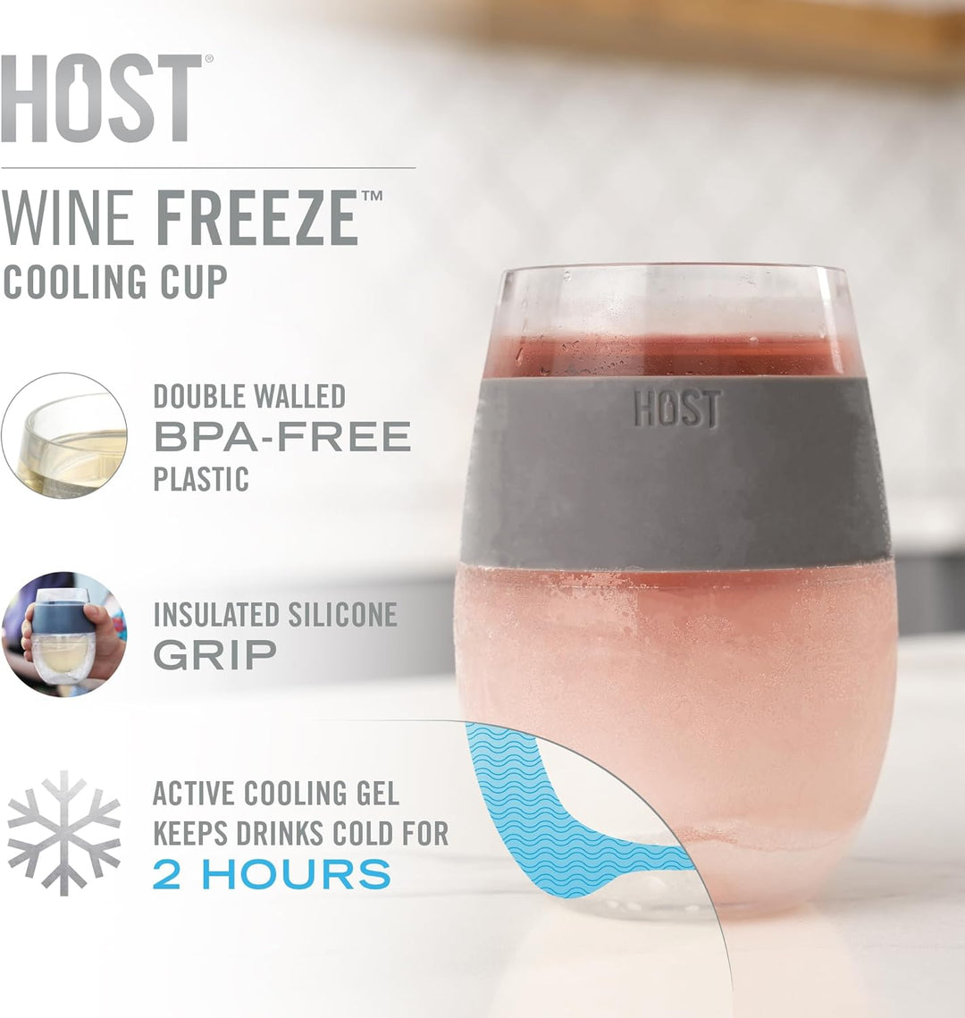 Host 2962 8.5 Ounce Freeze Cooling Wine Glasses - Kunststoff Clear 11.7094 x 1.34 x 8.20 cm Grau Set