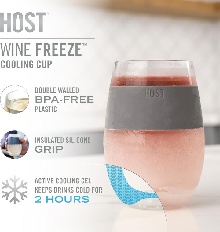 Host 2962 8.5 Ounce Freeze Cooling Wine Glasses - Kunststoff Clear 11.7094 x 1.34 x 8.20 cm Grau Set