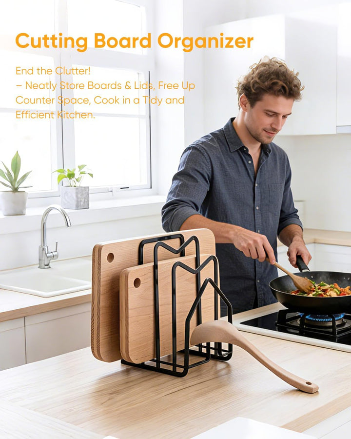 LINFIDITE Metall Schneidebrett-Rack,Schneidebrett-Organiser Ständer Halter Topfpfannendeckel-Halter