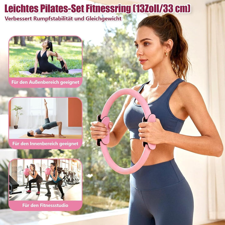 Pilates Set, Pilates Ring Zubehör Set 13 Stück mit 13" Ring, 10" Ball,Fitnessbänder & Zubehör,Pilate