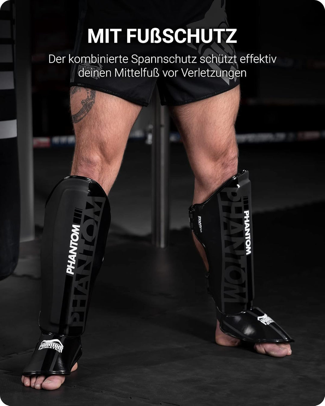 Phantom Schienbeinschoner mit Spannschutz, Kampfsport, MMA, Kickboxen, Muay Thai APEX Striking - Sch