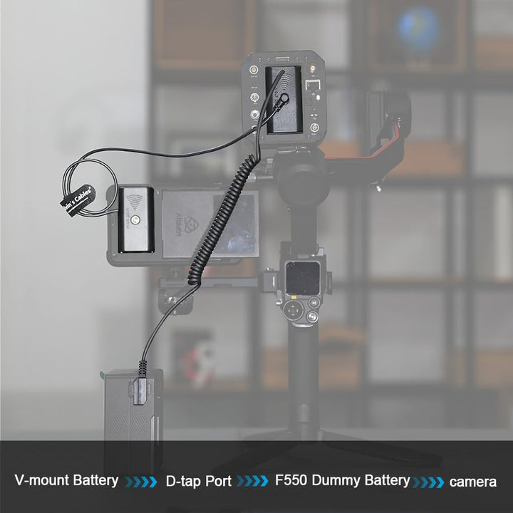 Alvin's Cables NP F550 Dummy Akku auf D Tap Spiralkabel für Sony NP F550|F570|F970 |Atomos Ninja V M
