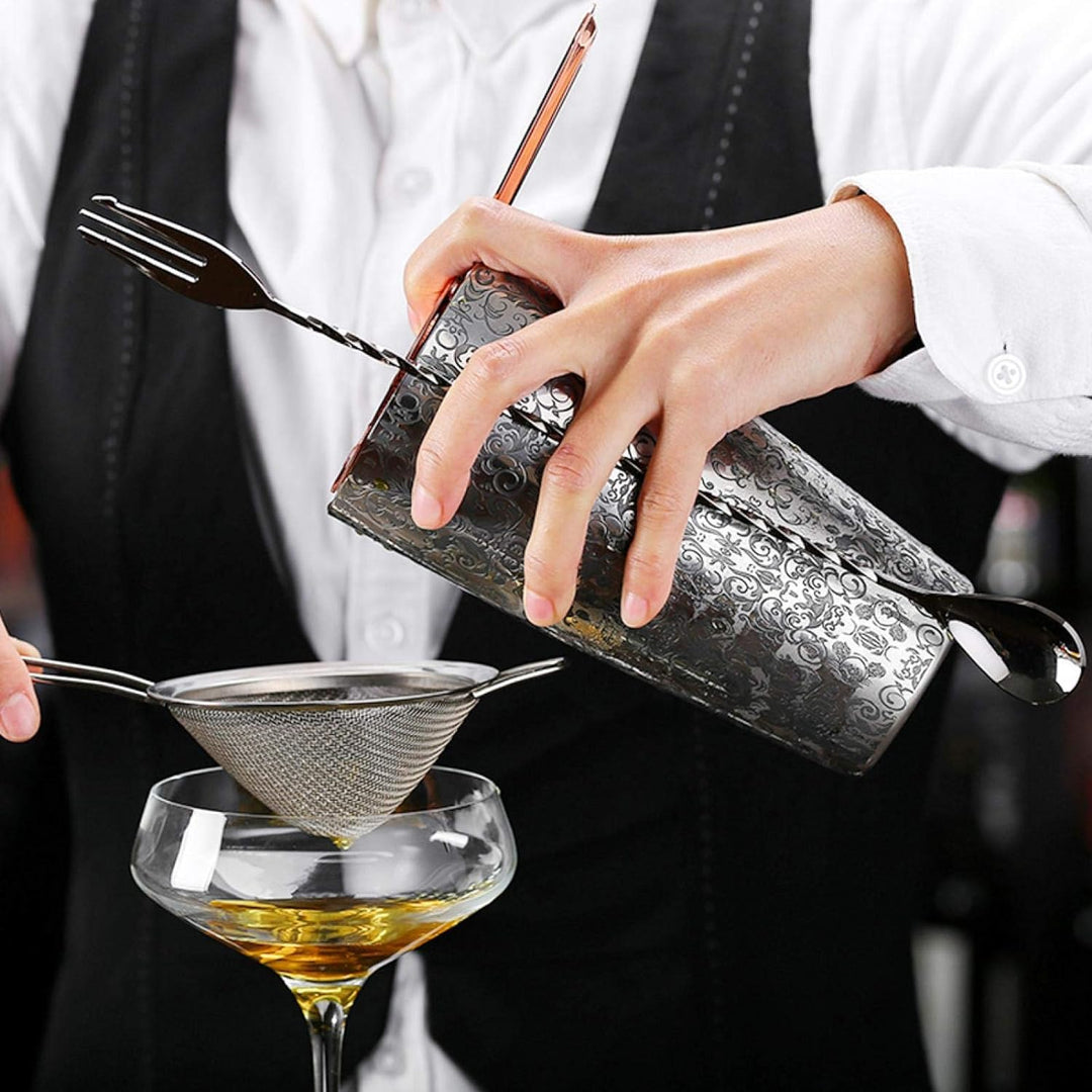 Cocktail Shaker, gravierter Boston Shaker Multifunktionaler Getränkeshaker, für Barkeeper Bar, die E