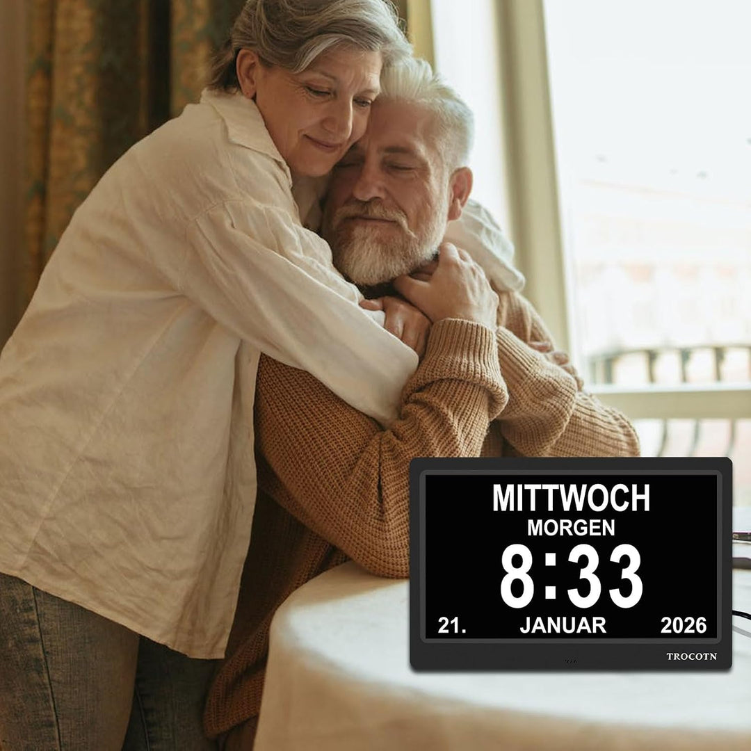 TROCOTN 10 Zoll Digitale Uhr Tagesuhr Grosses Display Wecker Wanduhr (schwarz) 10 Zoll Schwarz, 10 Z
