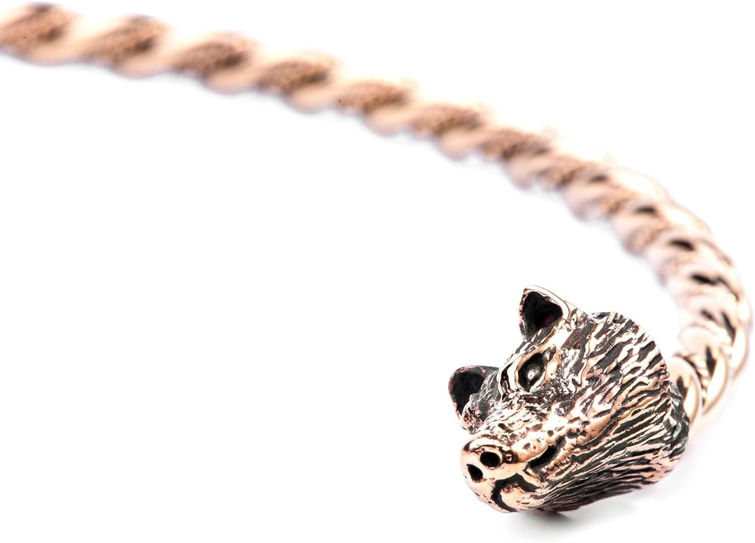 Windalf Männer Torques WULF Ø 14.5 cm Halsschmuck Odins Wölfe Handarbeit aus hochwertiger Bronze