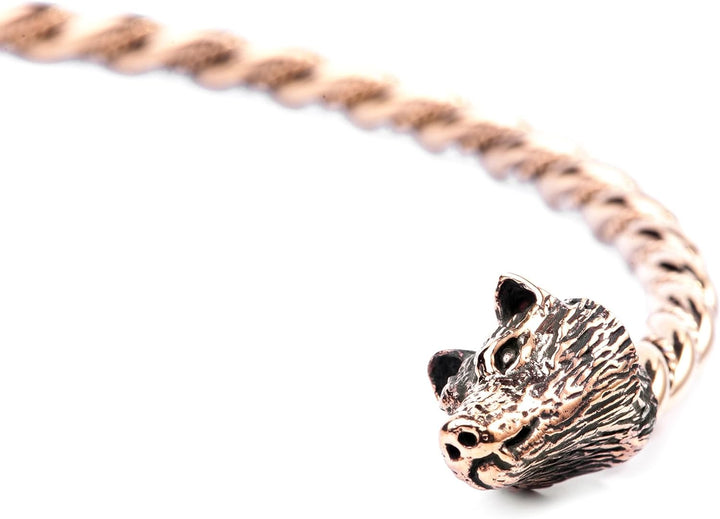 Windalf Männer Torques WULF Ø 14.5 cm Halsschmuck Odins Wölfe Handarbeit aus hochwertiger Bronze