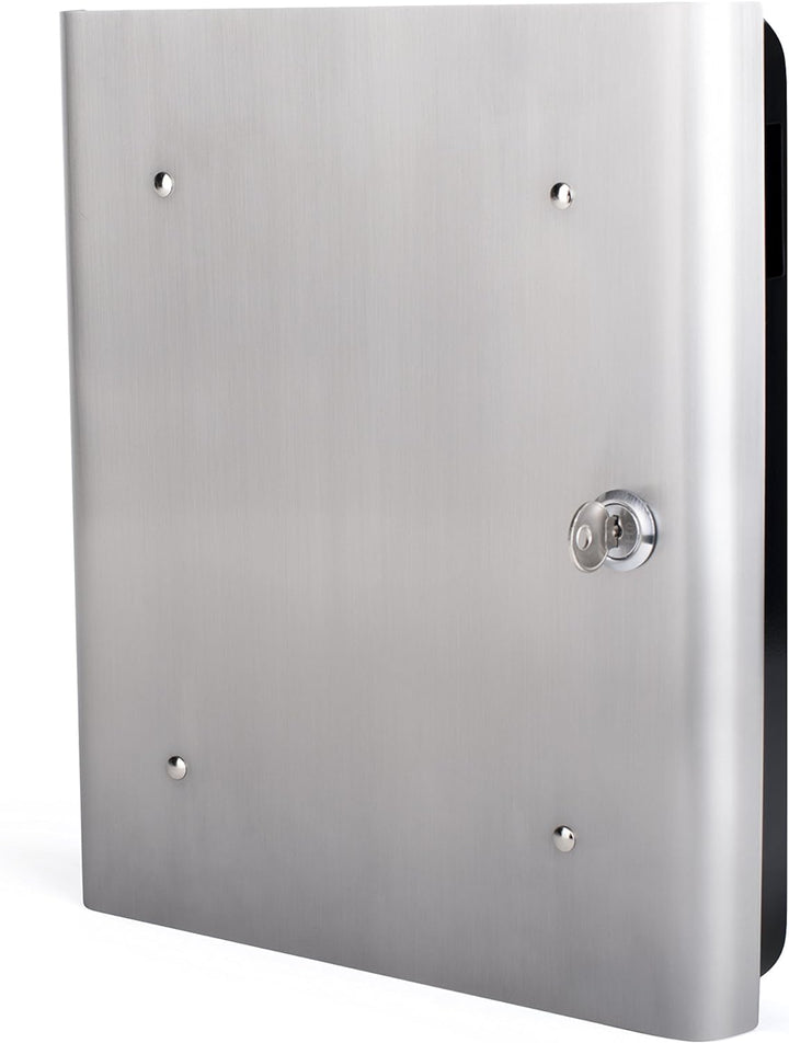 Pavo Premium Design Edelstahlfronttür, 54 Haken mit seitlichem Schlüsseleinwurf, Metall/Schwarz Schl