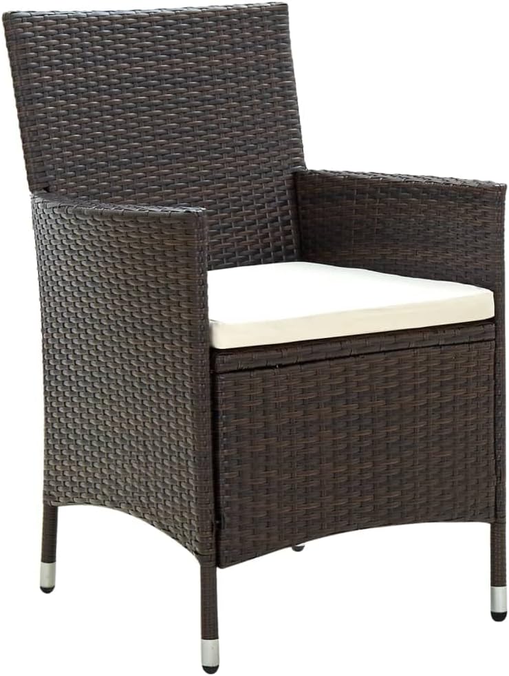 vidaXL Gartenstühle mit Sitzpolster 4 Stk. Poly Rattan Braun