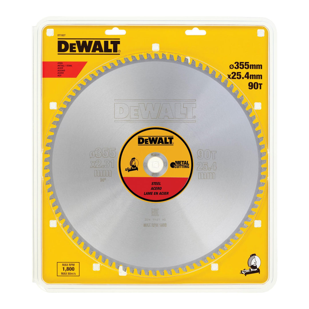 Dewalt DT1927-QZ Metall-Kreissaegeblatt355/25,4 90TFZ, für Metall/Stahl