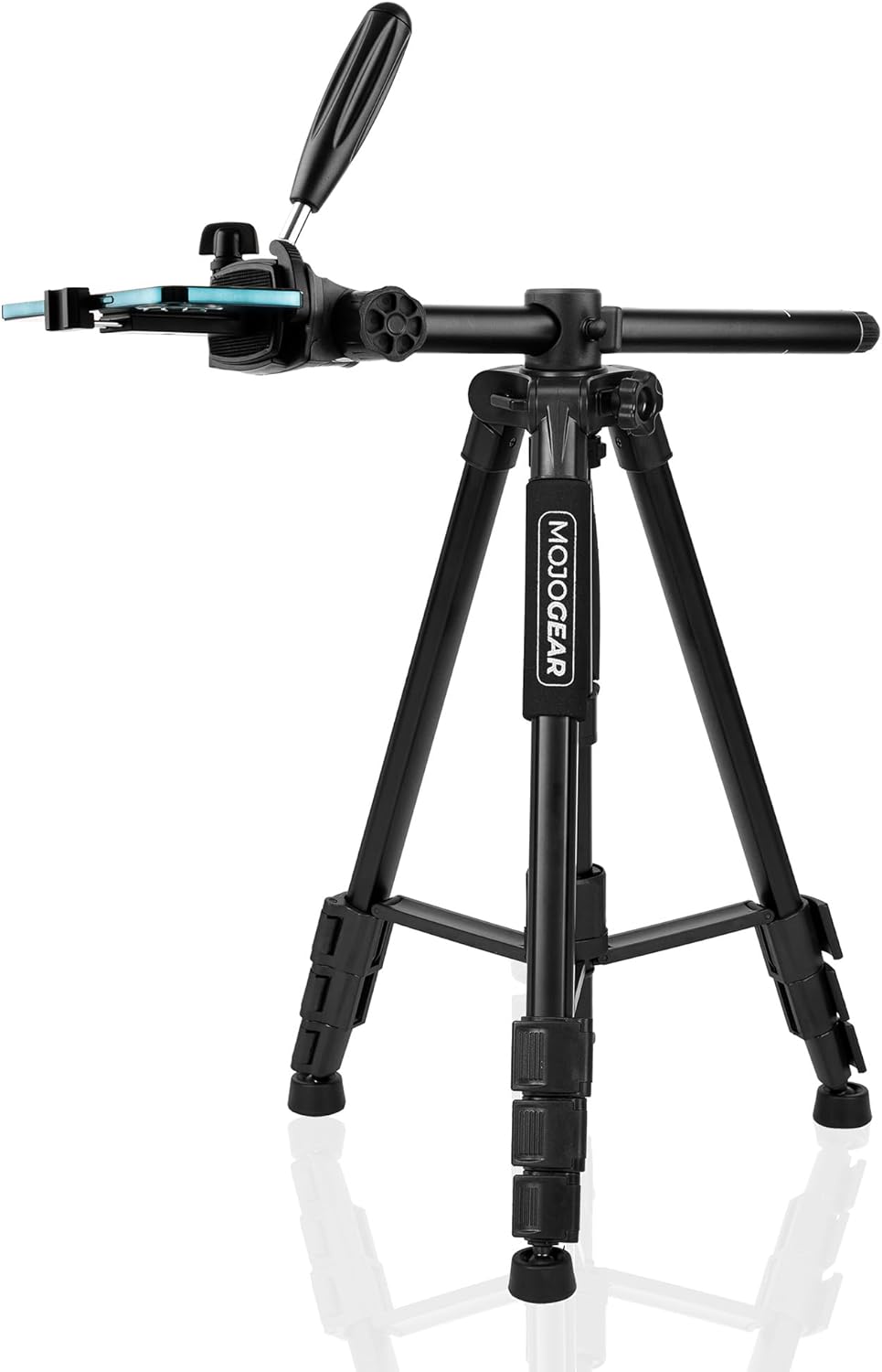 MOJOGEAR 167 cm 3-in-1-Stativ: Dreibein, Einbeinstativ und Horizontalarm für Top-Aufnahmen – mit Han