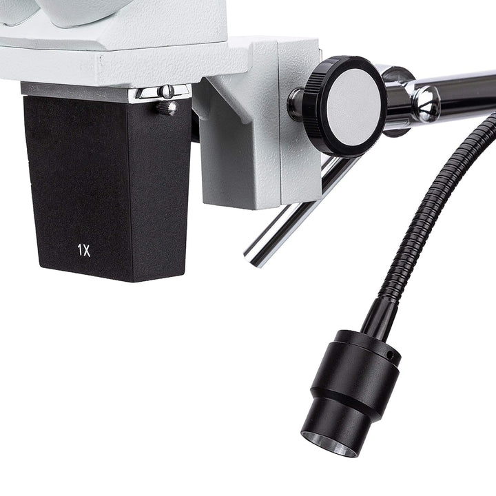 AmScope SE400-Z Kompaktes Stereo-Boom-Arm-Mikroskop mit Fester Linse und Schwanenhals-LED-Licht, 10X