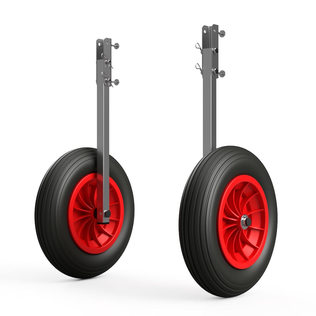 SUPROD Heckräder Slipräder Schlauchbooträder Transporträder klappbar Edelstahl ET350 schwarz/rot, sc