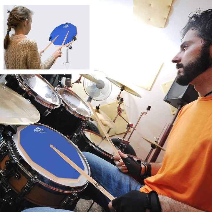 EASTROCK Übungspad, 27,9 cm, doppelseitig, Silent, Schlagzeug-Pad, Gummi Dumb Drum mit Drumsticks un